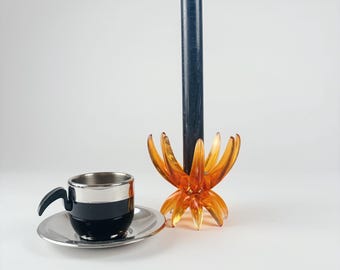 Space Age Sputnik Orange Candlestick by Friedel Ges. Gesch –Mid-Century German Design, 1960s