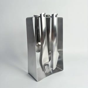 Terence Conran Cutlery Set for Habitat – 1980s Modern Flatware for 6 – Stainless Steel With Display Stand