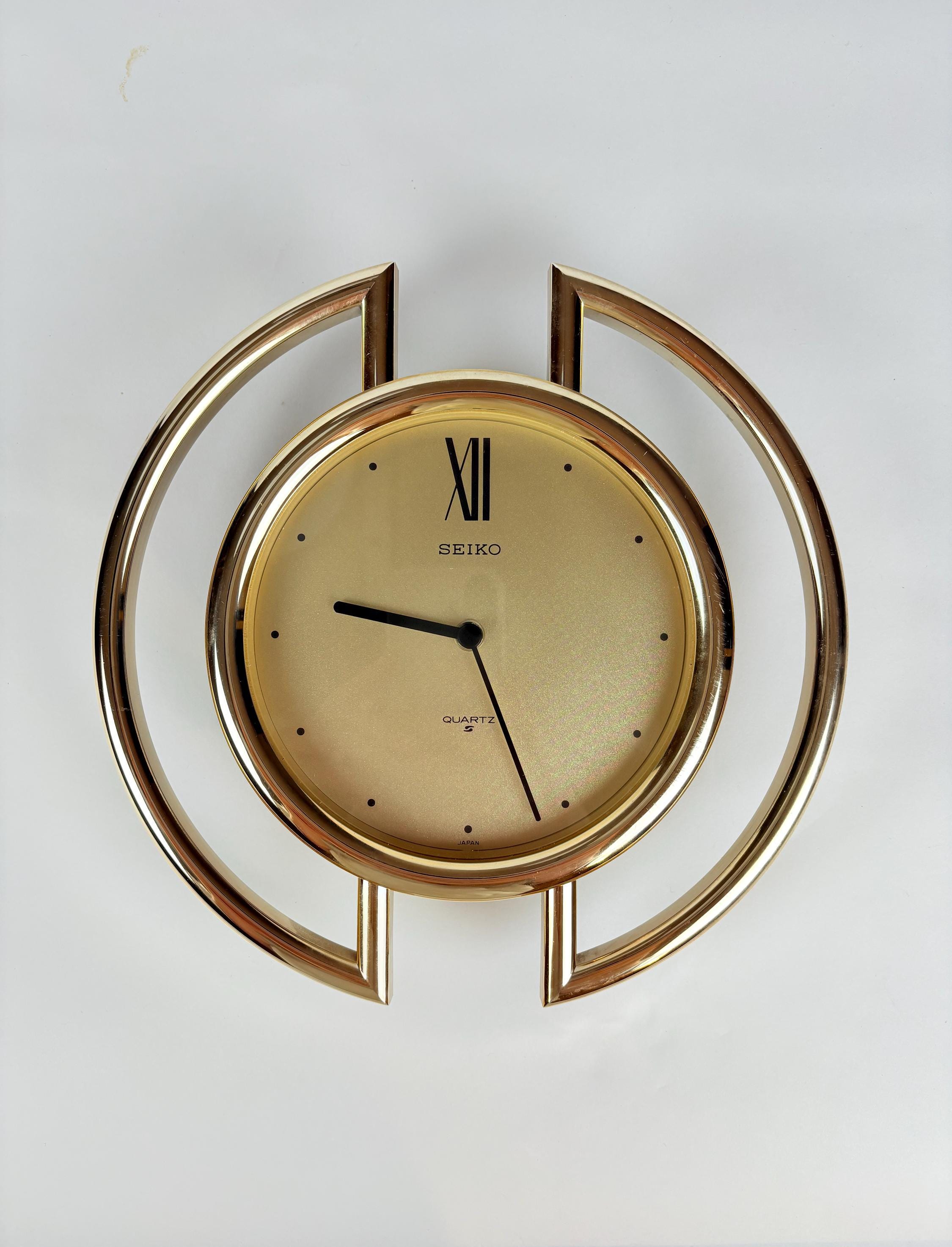 Vintage Seiko Wall Clock – Mid Century Gold Clock From Japan