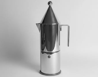 Aldo Rossi La Conica Alessi Large Moka Pot, 1980s Italian Postmodern Coffee Maker