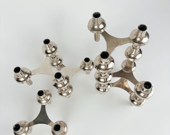 BMF Nail Candle Holders – 1960s Silver Modular Design, Mid Century German Candlesticks