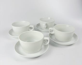 Vintage B&G Copenhagen Porcelain Coffee Cups – Danish Mid Century White Cup Set of 4, 1970s