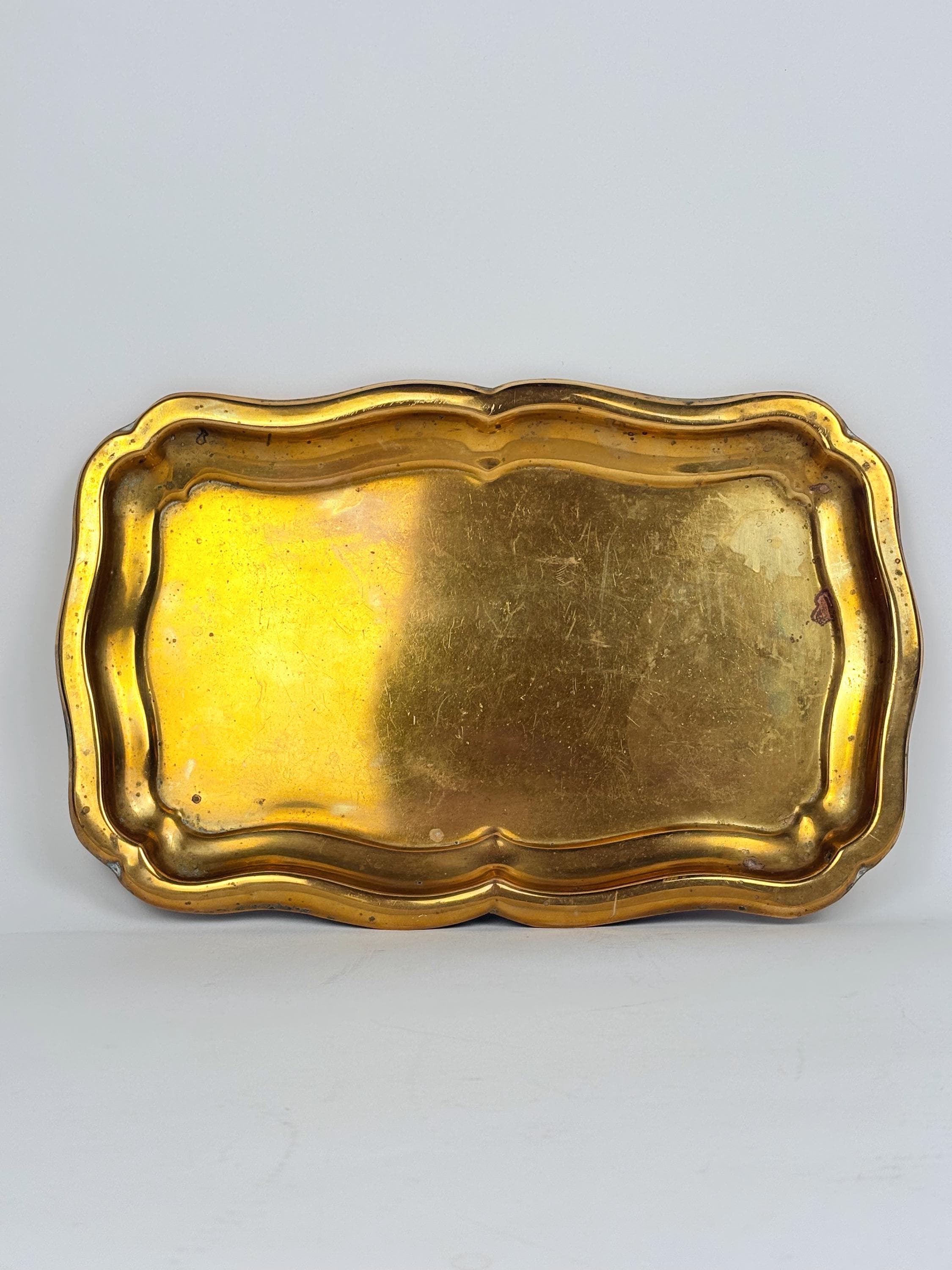 Plateau de service en verre en laiton - France
