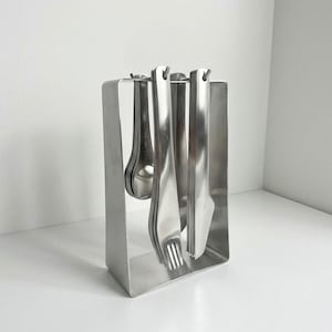 Vintage Terence Conran Flatware Set, Stainless Steel Cutlery with Bistro Stand