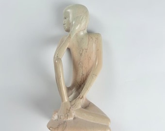 ビンテージのソープストーン彫刻。考える男性。6.5 インチ - Etsy 日本