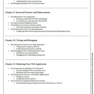 May include: A book cover with the title "Mastering Web Development with Python: A Step-by-Step Guide". The cover is white with black text and a blue and white graphic design. The book is about web development using Python.