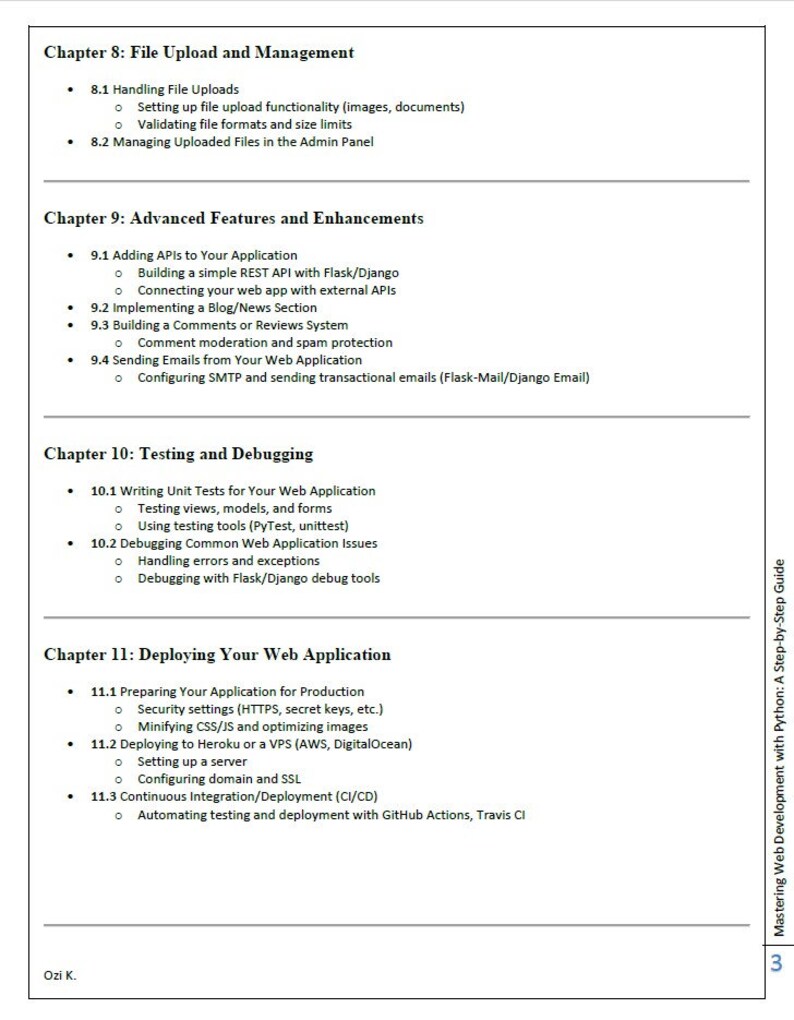 May include: A book cover with the title "Mastering Web Development with Python: A Step-by-Step Guide". The cover is white with black text and a blue and white graphic design. The book is about web development using Python.