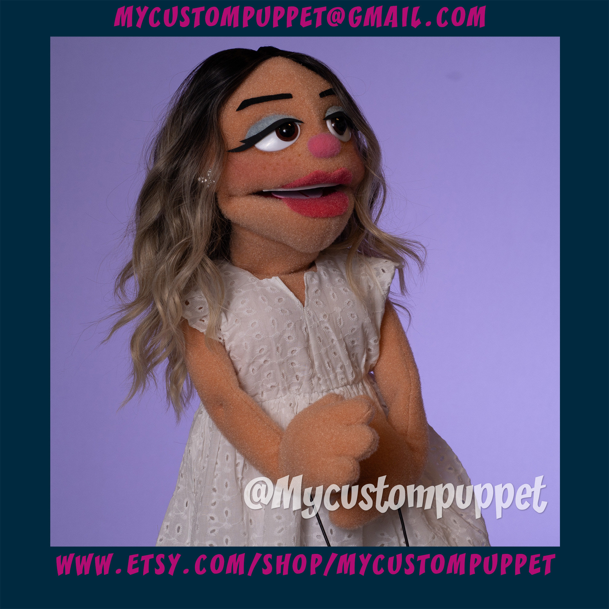 Custom Professional Female Puppet Rod Hand Puppet From Your Design or Ours! custom puppets , pro puppets , portrait puppets half body