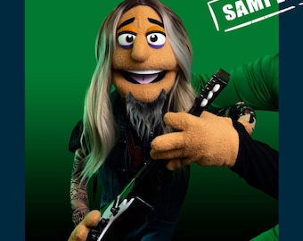 Custom made rock star look-a-like professional puppet, custom pro puppet.