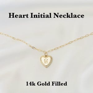 Collar con inicial de corazón, chapado en oro de 14 k, joyería personalizada de lujo, collar para el día de San Valentín, regalo delicado para ella, letra personalizada grabada