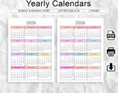 2026 Calendar PDF, Colorful Printable Wall Calendar, A4 & Letter Size, Monday | Sunday Start