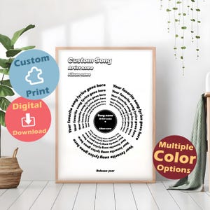 Custom Vinyl Lyrics Print, Personalized Vinyl Lyrics Print, Printable Anniversary Gift, Custom Music Poster, Custom Lyric Poster Custom Gift