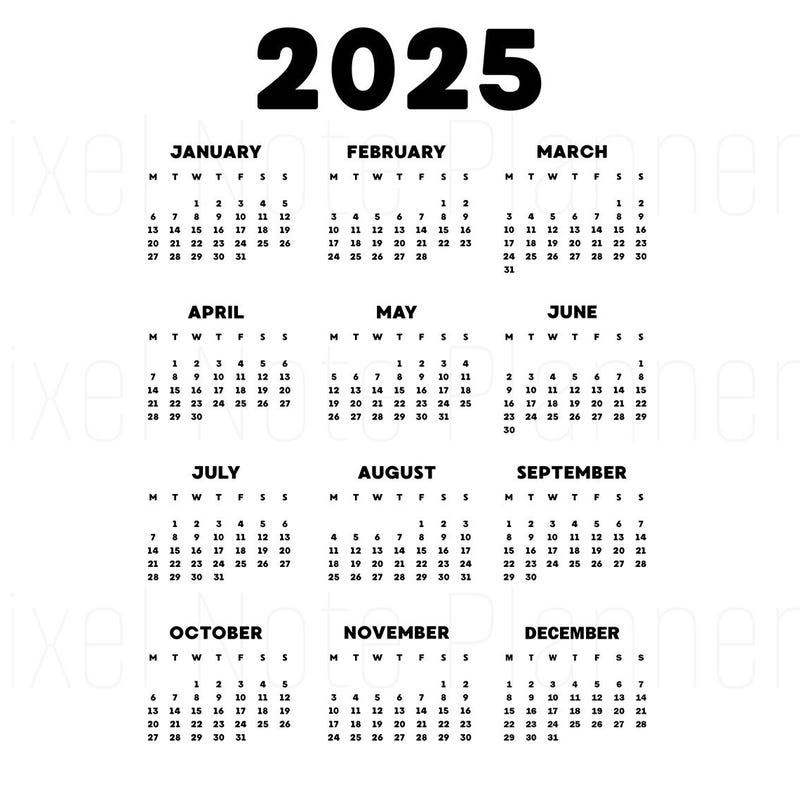 Calendar 2025 Svg - Etsy