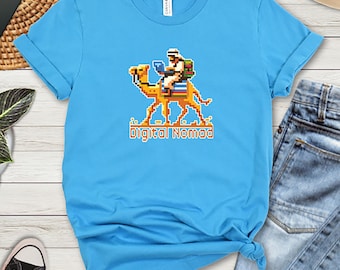 Digital Nomad T-Shirt: Retro Pixel Art Travel Tee