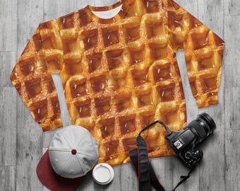 Waffle Print Sweatshirt: Food Lover's Quirky Fashion