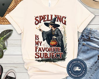 Halloween Teacher Shirt: Spelling Witch Graphic Tee