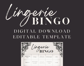 Lingerie Bingo Card Templates for Bachelorette Parties or Bridal Showers! (fully customizable version)