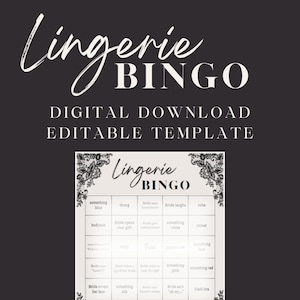 ¡Plantillas de tarjetas de bingo de lencería para despedidas de soltera o despedidas de soltera! (versión totalmente personalizable)