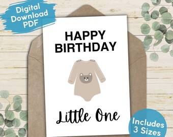 Little One erste druckbare Geburtstagskarte, alles Gute zum Geburtstag Baby Kardieren, digitale alles Gute zum 1. Geburtstag, neutrale Grußkarte für Jungen oder Mädchen