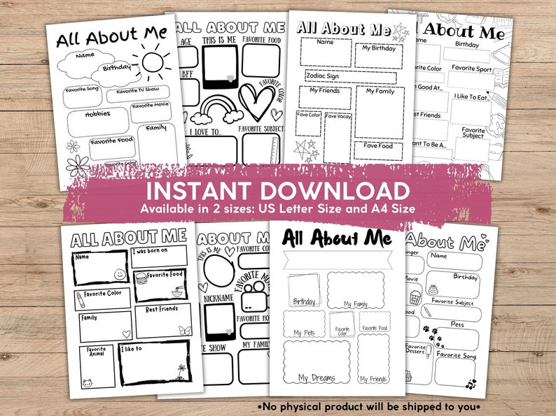 Aboutme Printable Activity for Kids, Template Allabout Me Printable ...