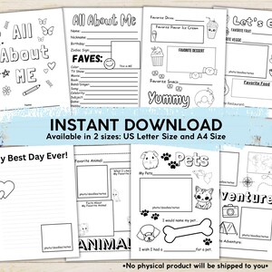 All About Me Book Printable Worksheet for Kids, About Me Booklet, This ...