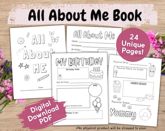 All About Me Printable Activity Book For Kids, This Is Me Worksheet, AboutMe Template, All About Me Flyer Sheet, Boy Girl Scout All About Me