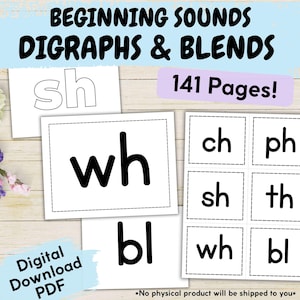 Cartes-éclair imprimables digrammes et mélanges pour enfants, fiches d'exercices pour débutants, affichage de la phonétique pour la classe, activité pour la maternelle
