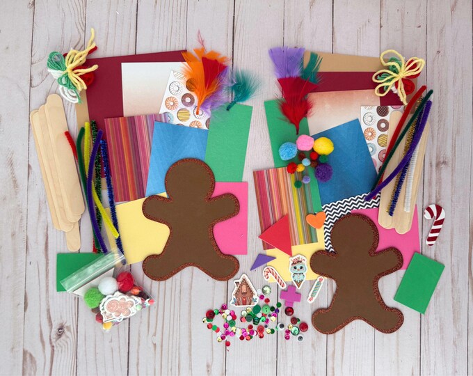 Man Box Craft Kit Gingerbread Man Craft Kit Bundle for Kids, Christmas Holiday Project ...