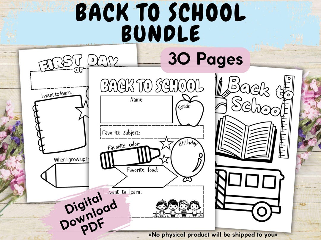 Back to School Questionnaire Printable Worksheet, First Day of School ...