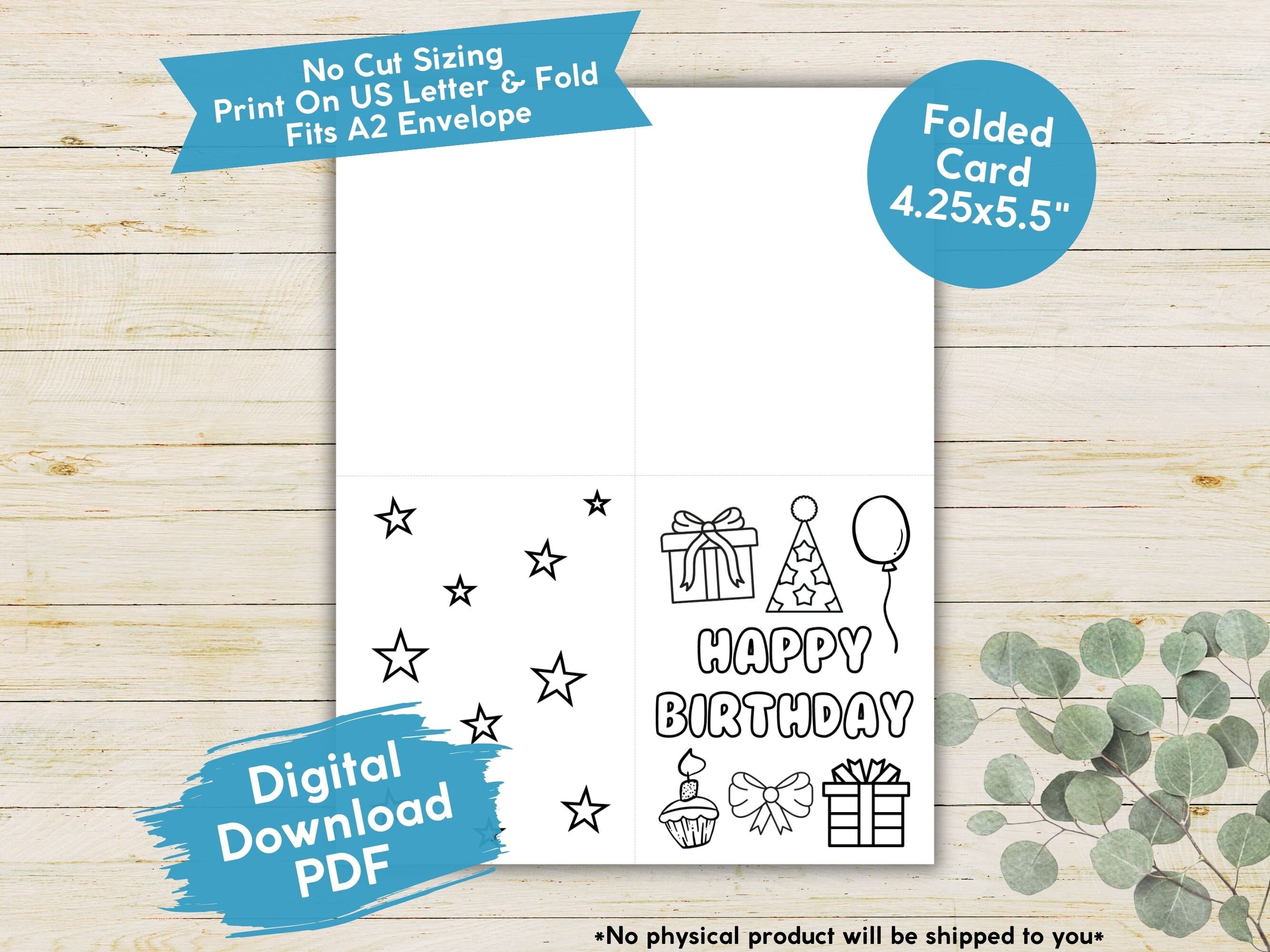 Simple Printable Happy Birthday Colorable Carding, Unique Happy ...