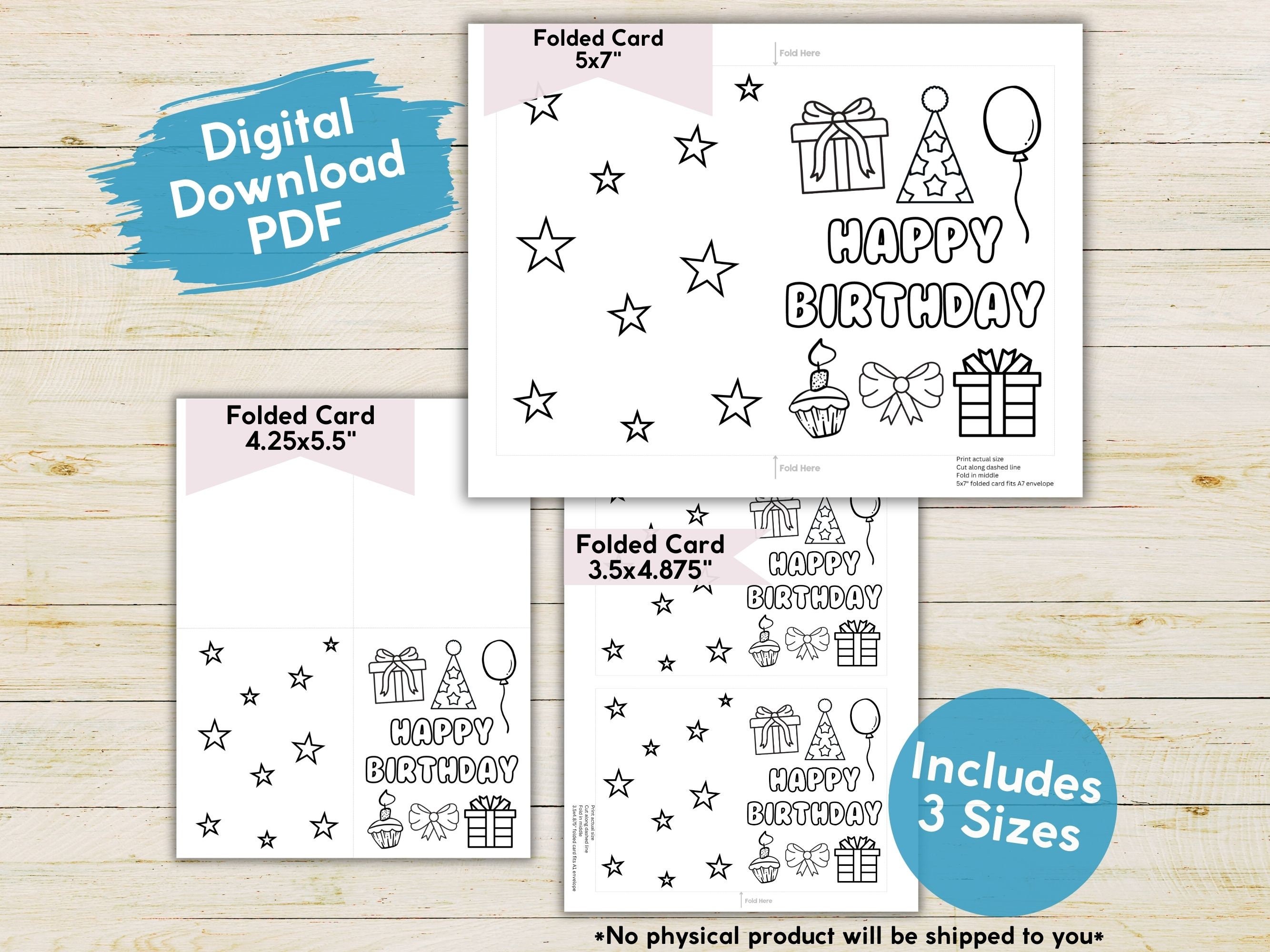 Simple Printable Happy Birthday Colorable Carding, Unique Happy ...