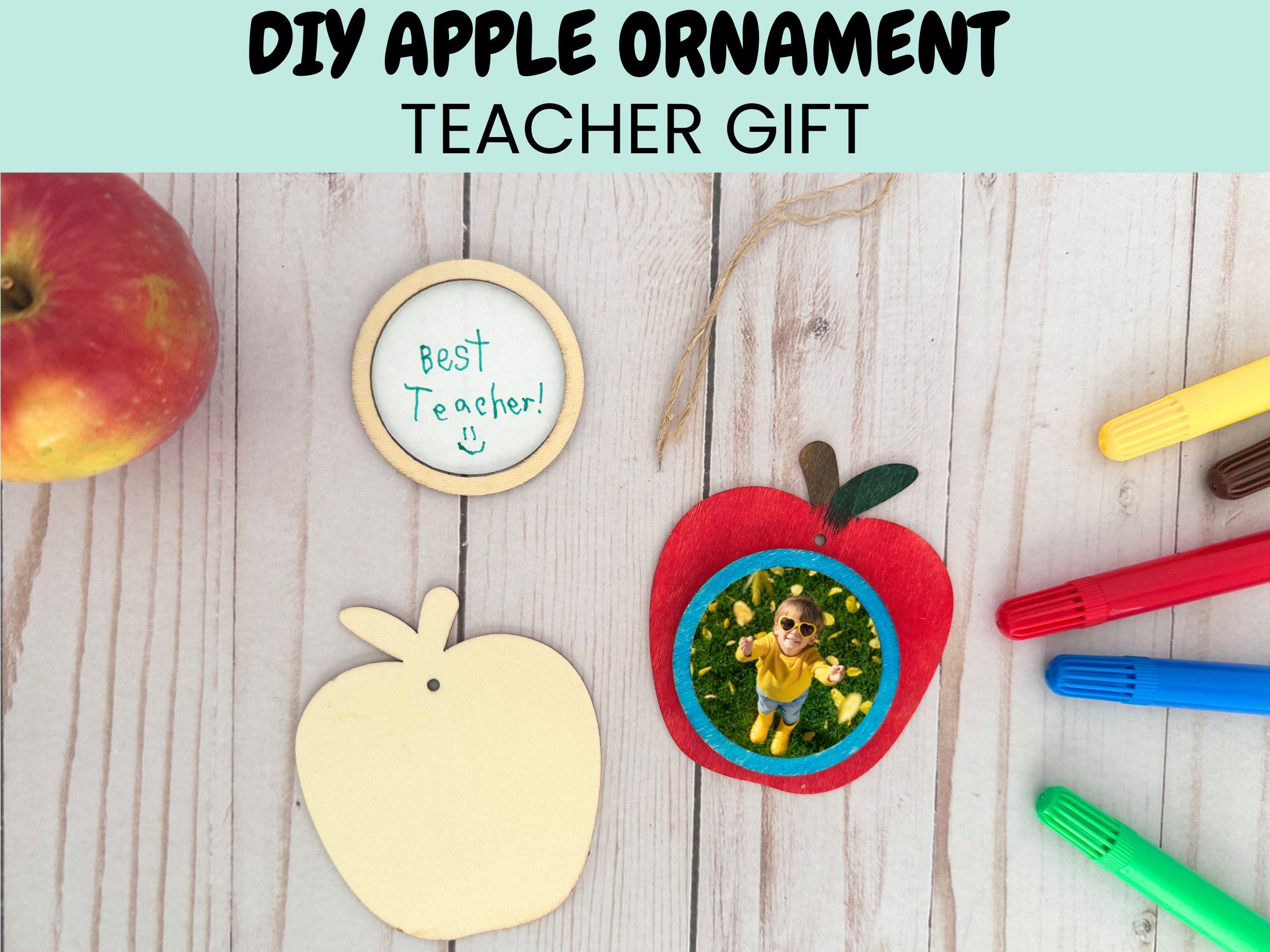 Teacher DIY Apple Picture Frame Ornament Gift From Kids, Hanging…