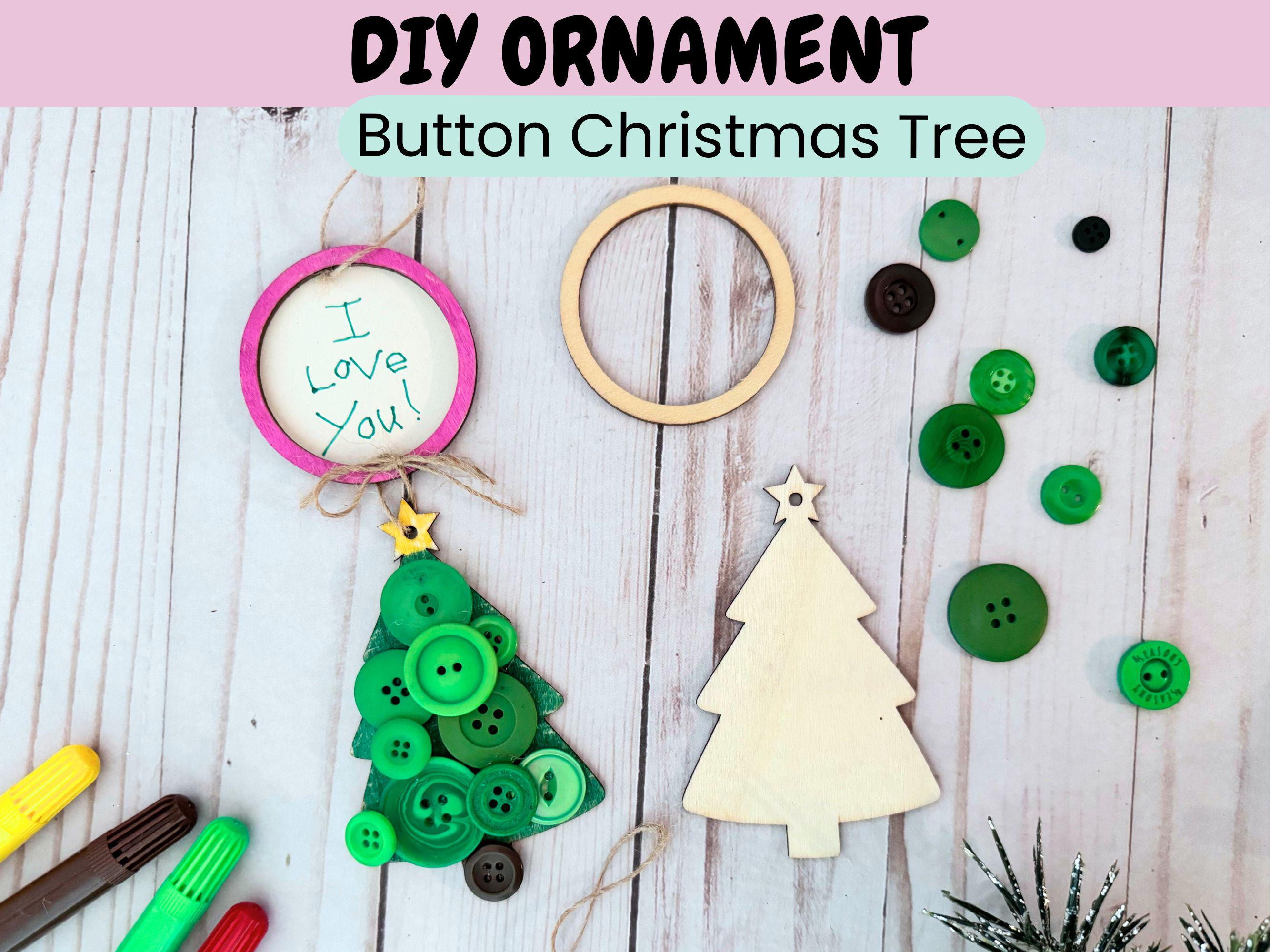 Button DIY Christmas Tree Ornament Kit For Kids, Picture Frame…