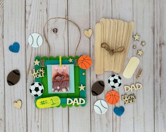 DIY Father's Day Sports Themed Popsicle Stick Frame Kids Craft Kit