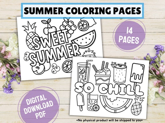 Summer Coloring Pages For Kids, Summertime Printable Activity For Children, SummerColoring Digital Sheet, Toddler Seasonal Art Coloring Book