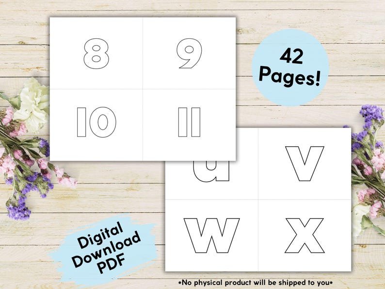 Block Letters and Numbers Printable Flashcards for Kids, Alphabet ...