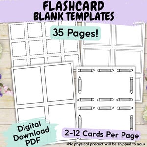 35 modelos de flashcards em branco para impressão para crianças, vários tamanhos de pacote de planilhas de flashcards para preenchimento, recursos para download para a sala de aula