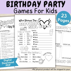 Printable Birthday Party Games Bundle for Kids Happy Birthday Coloring