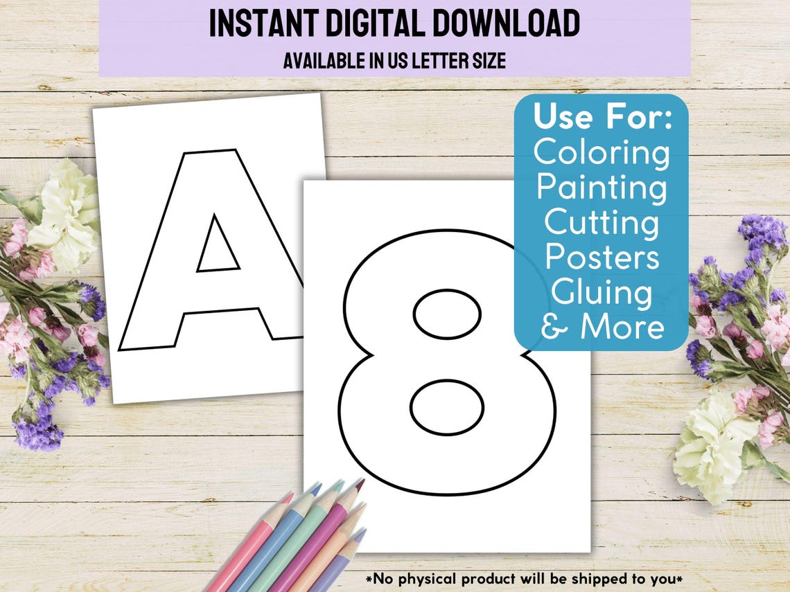 ABC and 123 Large Block Letters and Numbers, Printable Classroom ...