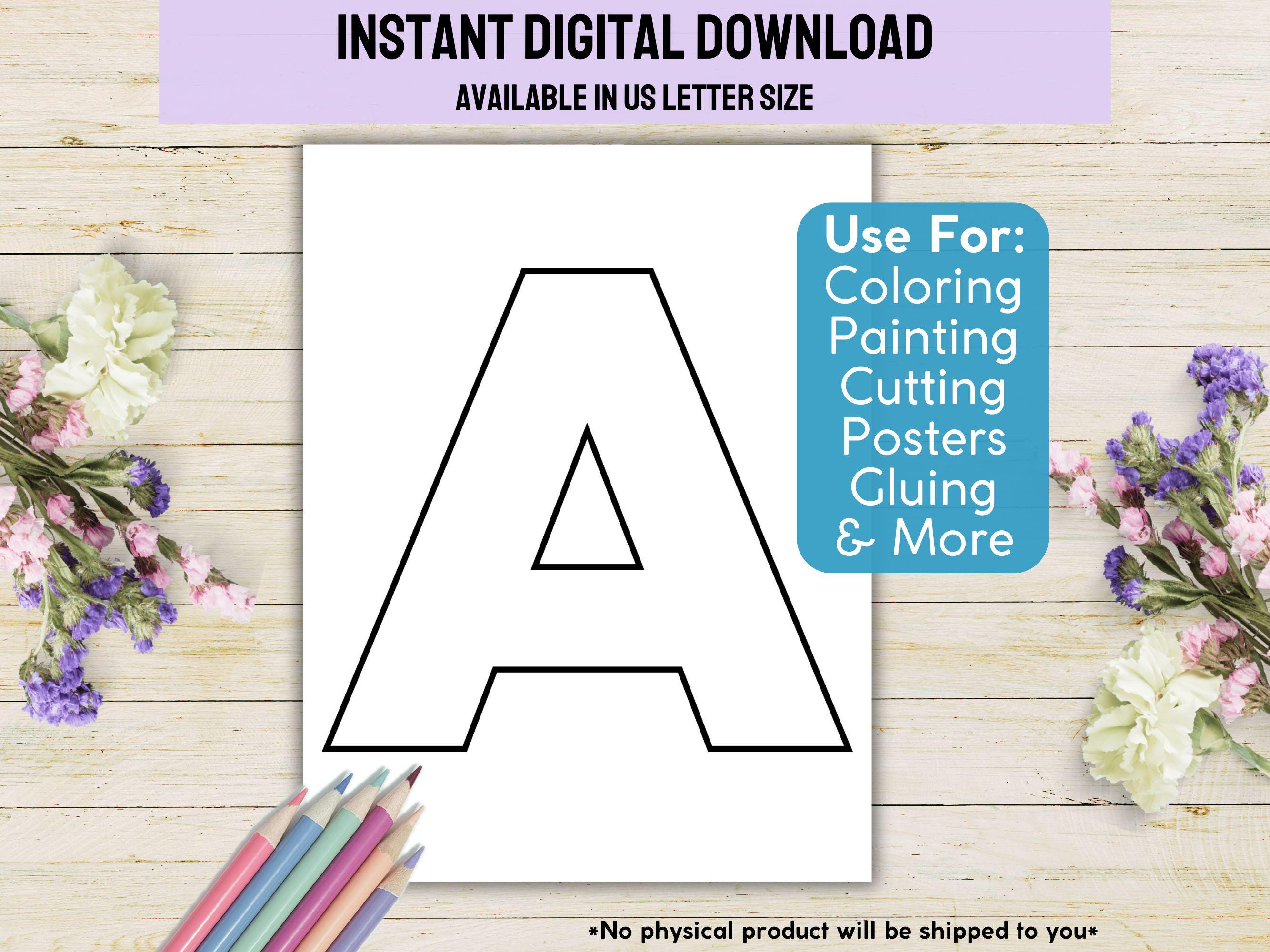 Large Alphabet Block Letters for Kids Crafts, Printable Uppercase and
