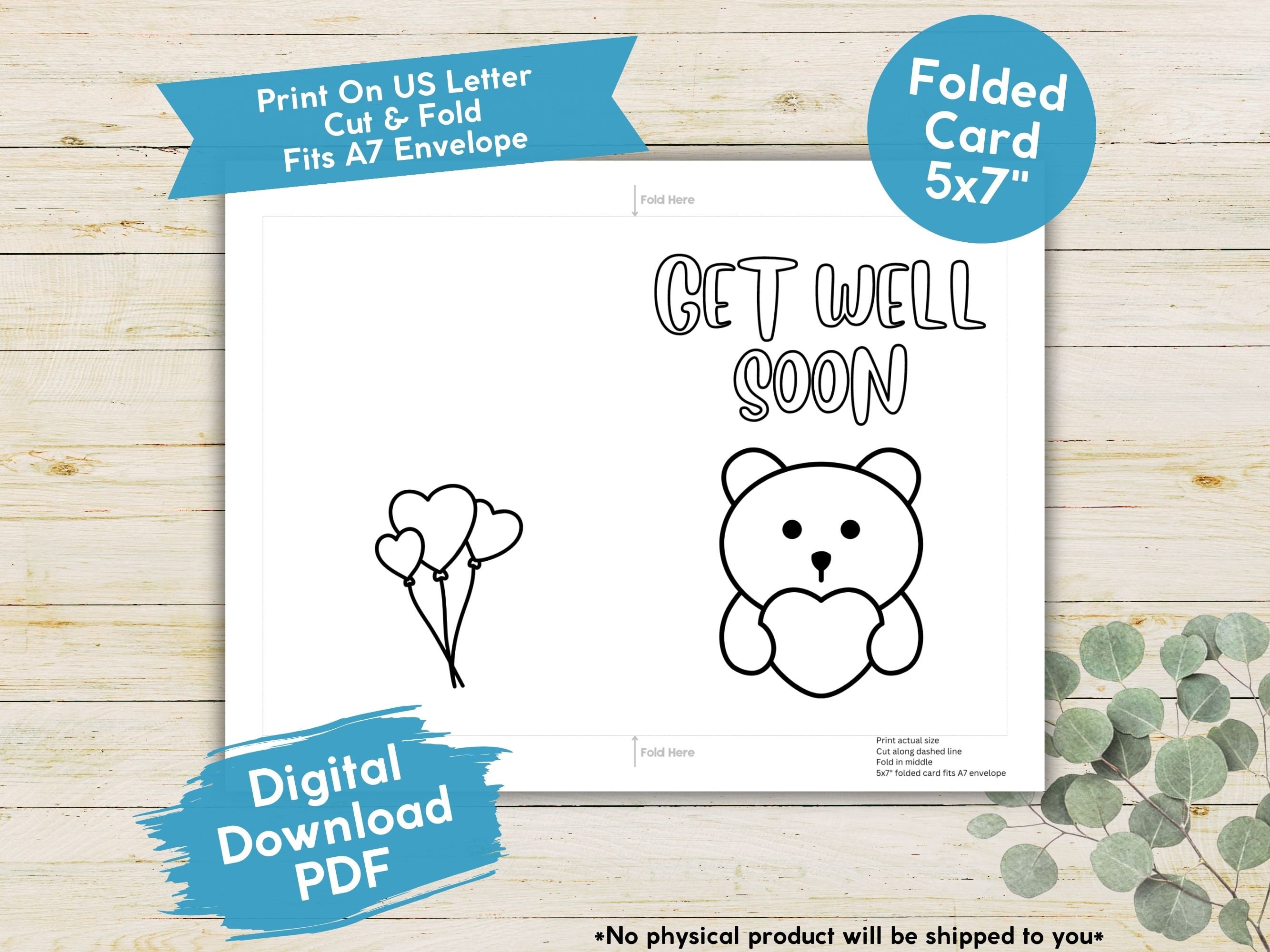 Cute Get Well Soon Colorable Printable Card for Kids and Adults ...