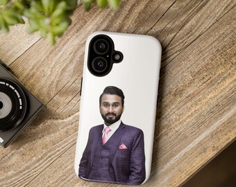 Funda para teléfono con diseño de hombre con traje morado o funda para iPhone con retrato, diseño de traje formal.