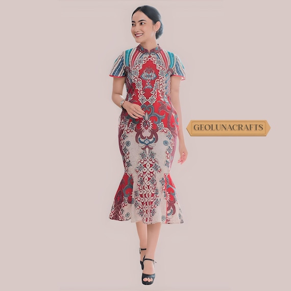 Sophisticated Xianlun Batik Cheongsam Dress Elegant Batik women Dress women Formal Shirt women Blouse batik Blouse ethnic Dress batik Dress Etsy
