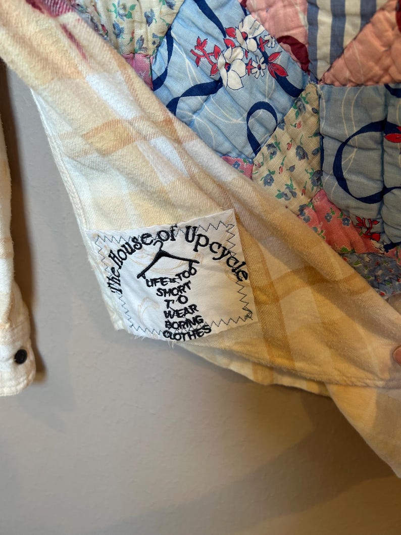 Women’s Upcycled Quilted Patchwork Boho Flannel Patchwork Bleached ...