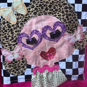 Upcycled Patchwork Jacket: Artwork applique, Whimsical Art image 3