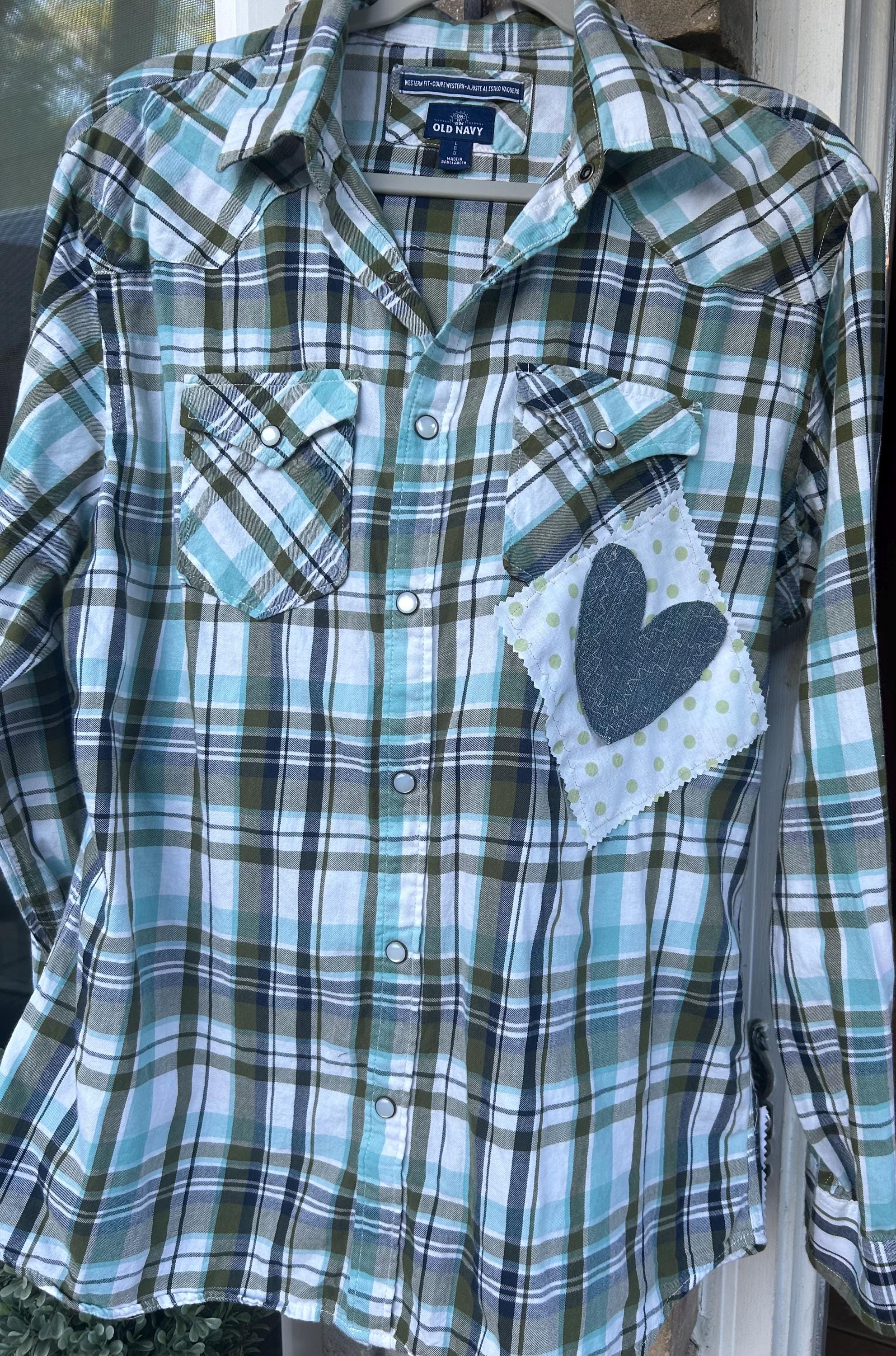 Women’s Upcycled Quilted Patchwork Boho Flannel Patchwork Bleached ...