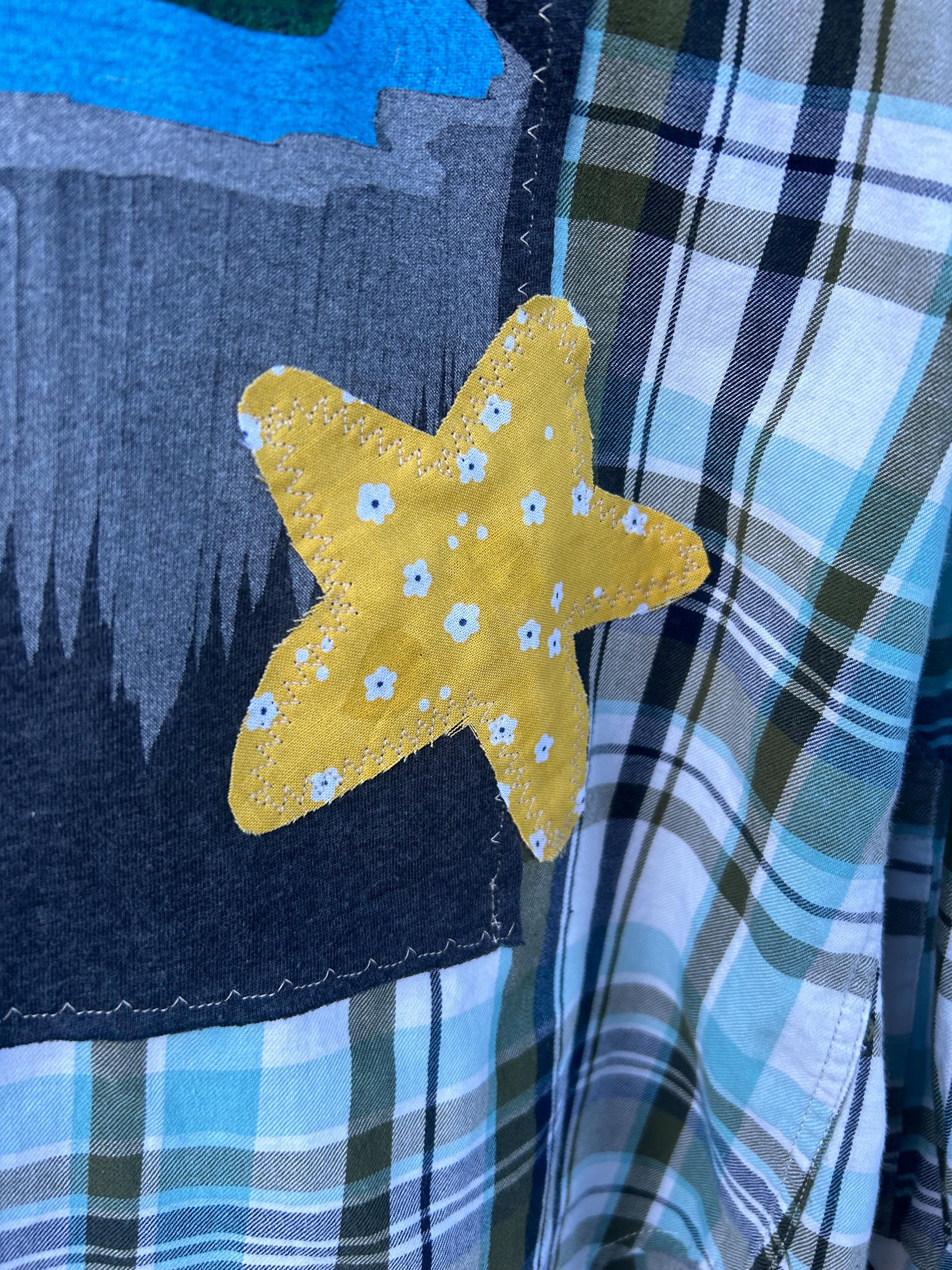 Women’s Upcycled Quilted Patchwork Boho Flannel Patchwork Bleached ...