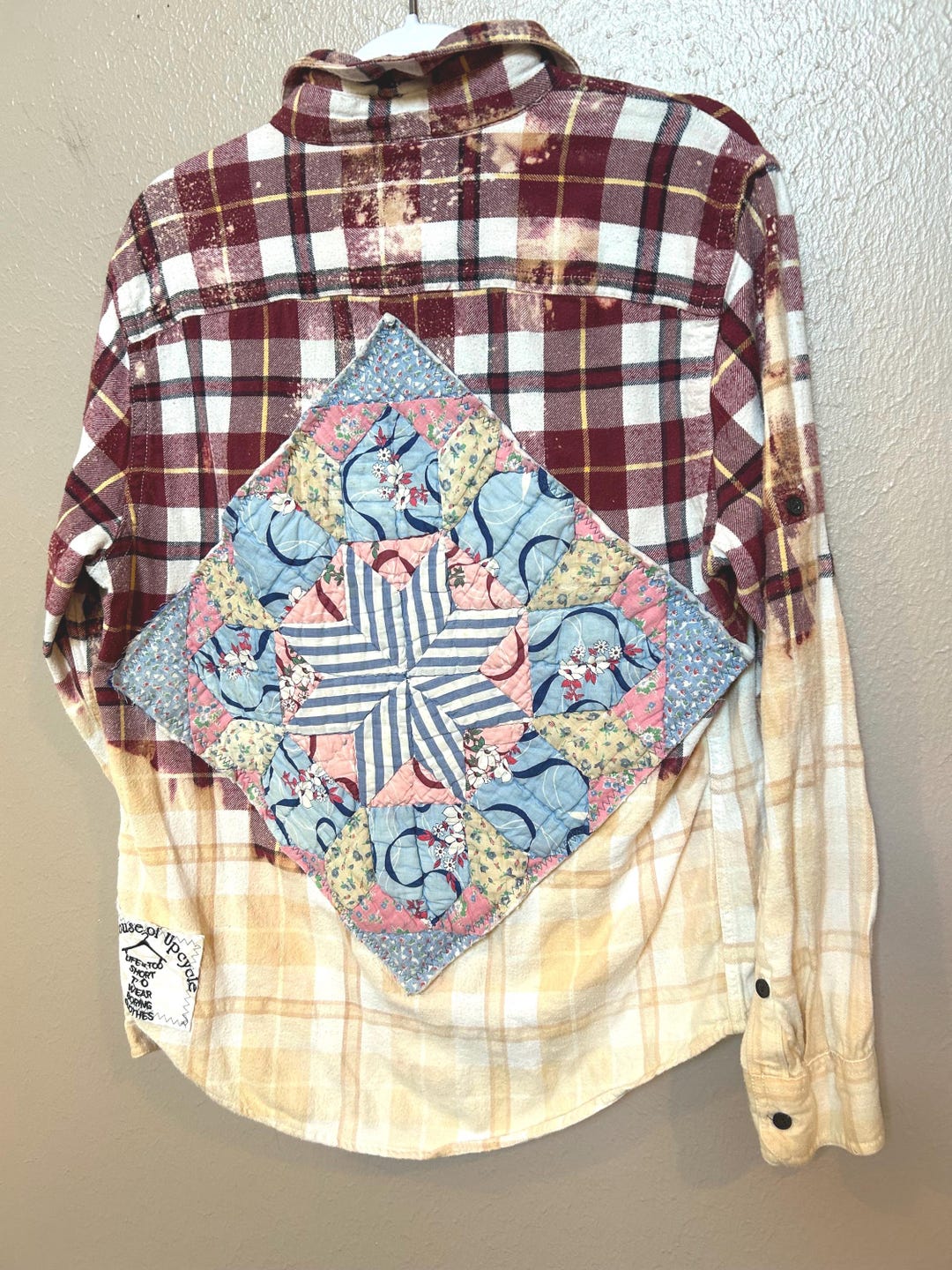 Reworked Patchwork Reworked Sample Women’s Upcycled Quilted Patchwork Boho Flannel Patchwork Bleached ...