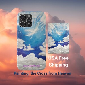 Christian IPhone15 Pro Max 14 13 12 11 8 7 Slim Case,Jesus Phone Case,Cross Phone Case,Original Painting,Religious Gift to Her/Him