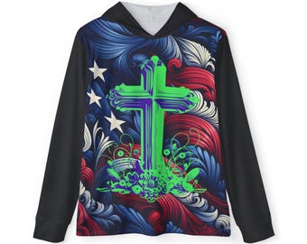Hoodie Amerikaanse vlag Jesus Cross, patriottisch christelijk cadeau